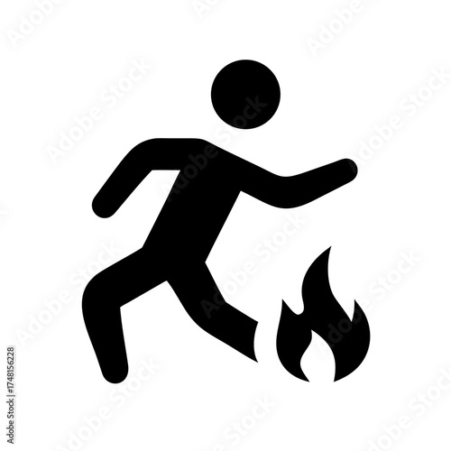 Stick figure running away from fire