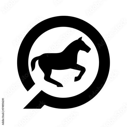 Horse silhouette inside broken circle