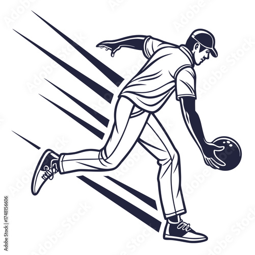 Bowling Player Vector Silhouette – Sport Game Illustration on White Background