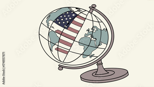 Globe illustration world map geography travel education study design element vintage style retro globe global international earth continents map illustration graphic design artwo.