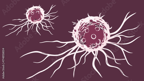 Abstract illustration of cells microscopic view medical science biology healthcare cancer research cellular structure proliferation cell division organic form scientific illustration a.