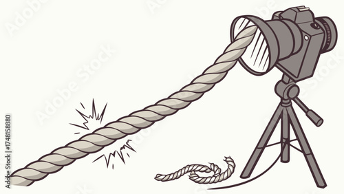 Camera with Rope Illustration Creative Photography Concept.