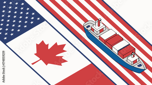 Cargo ship sailing between two nations international trade global shipping import export freight transportation container vessel maritime business logistics delivery world trade supply.