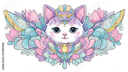 Mystical Cat Girl Anime Fantasy Art Illustration - Cute Kawaii Character