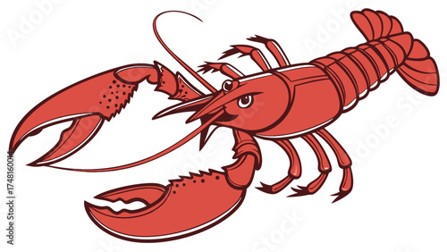 Cartoon Lobster Illustration Seafood Clipart Red Crustacean Menu Design Aquatic Animal Graphic Claws Tail Underwater Creature Ocean Life Sea Food Restaurant Menu Seafood Restaurant Un.