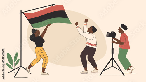 Celebrating Diversity A Photoshoot with Pan-African Flag Illustration.