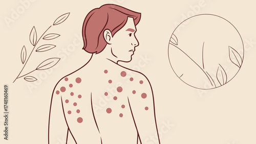 Illustration of persons back with skin spots medical diagram healthcare dermatology vector art.