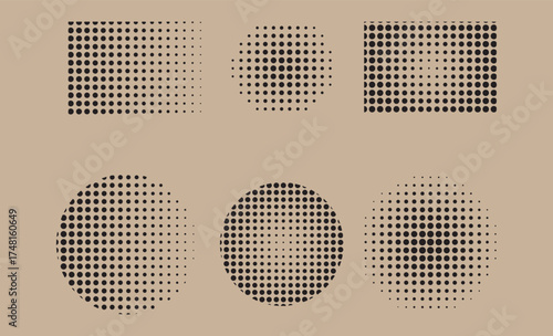 Geometric halftone dot patterns on a textured background