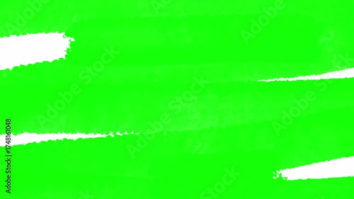 Set of Doodle brush stroke transitions, black, white and green screen background. Hand drawn sketch art paint transition with alpha channel and green screen HD. 2D Abstract cartoon brush paint pack.