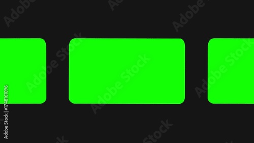 Slideshow seamless loop with green screen alpha channel, and blue screen. Frame transition effect for videos and photos. 2D animation loop set HD.
