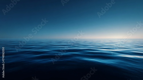 deep ocean water blending into horizon, smooth gradient tones from dark navy to sky blue, realistic light reflection, abstract minimal wallpaper, cinematic feel
