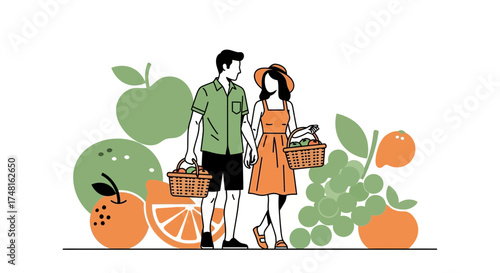 Couple enjoys a romantic picnic, embracing nature and wholesome togetherness outdoors together