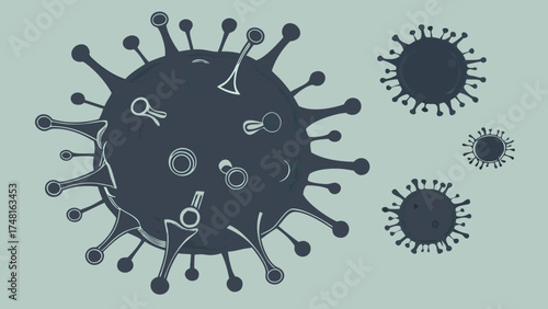 Microscopic Virus Illustration Medical Scientific and Healthcare Graphic Design Element.