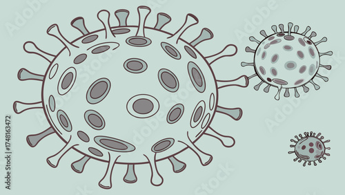 Microscopic Virus Illustration Medical Research Healthcare Design Cell Structure Viral Infection Biology Graphic Disease Concept Science Background Pathogen Image Infectious Agent Micro.
