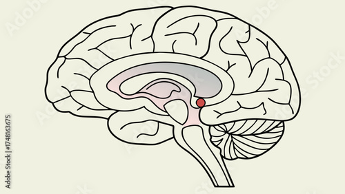 Human Brain Anatomy Illustration Medical Diagram Neurological System Cerebrum Cerebellum Brain Stem Simplified Drawing Educational Chart Healthcare Biology Neuroscience Neurology Psyc.