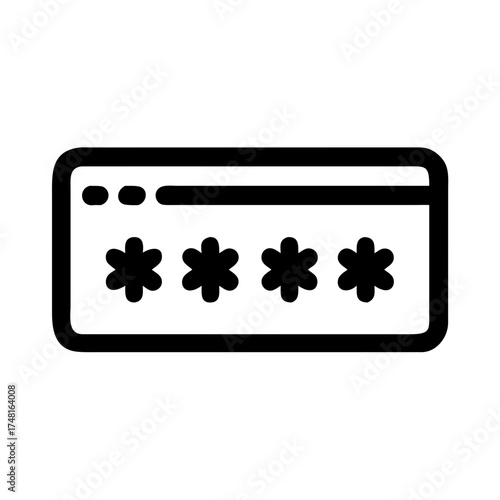 Password input field icon with asterisks and eye symbol on a white background
