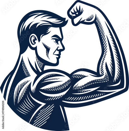 Vector illustration drawing of a black man's boxer's face