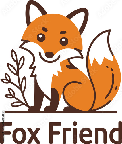 A cute orange fox cartoon character illustration with a bushy tail and wild fur