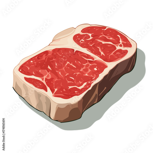 Flat 2D vector illustration of Beef Steak in a simple and modern style, on a white background.