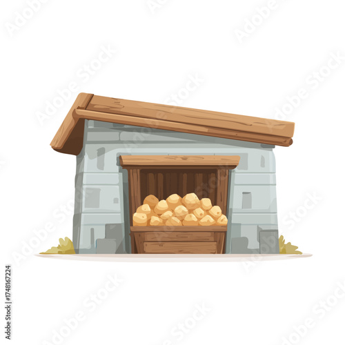 2D flat vector illustration of a Fodder Storage, designed in a modern minimal style and isolated on a white background.