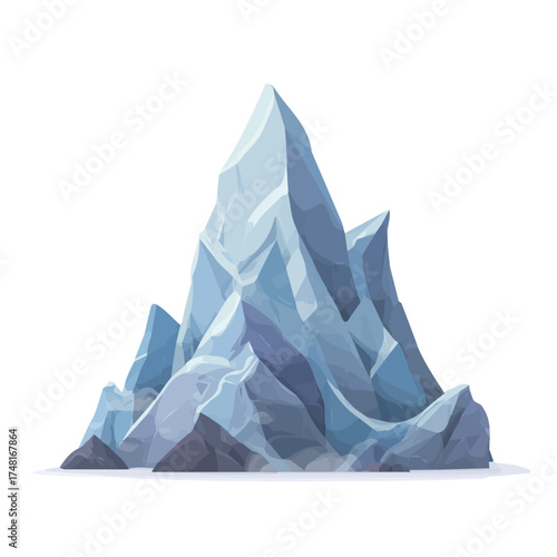 2D flat vector illustration of a Crystal Mountain, designed in a modern minimal style and isolated on a white background.