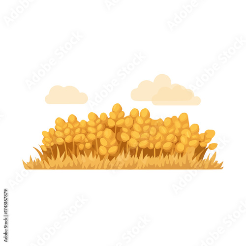 Wheat Field, 2D flat vector illustration, designed in a modern minimal style on a white background.