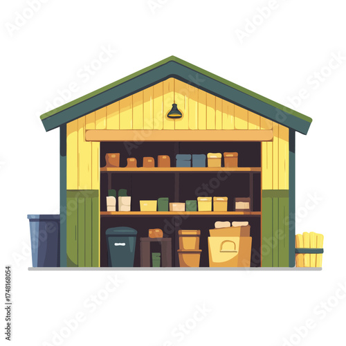 Fodder Storage, 2D flat vector illustration isolated on a plain white background.