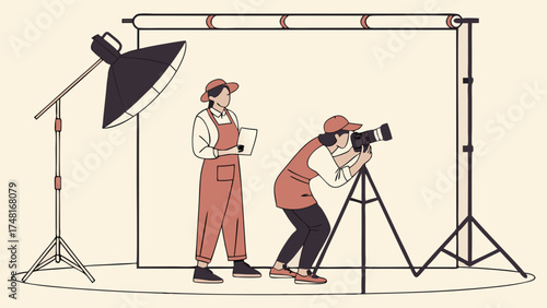 Studio Photography Session Photographer and Assistant at Work.