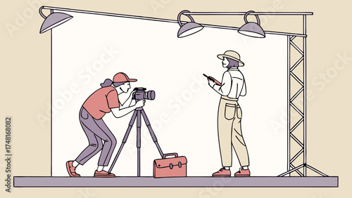 Studio Photography Session Photographer and Model Illustration.