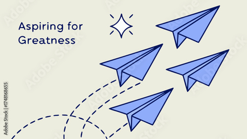 Paper Airplanes Flying Towards a Shining Star Concept of Success Goals and Aspirations.