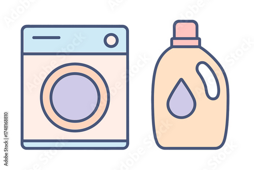 Front-loading washing machine and large plastic bottle of liquid laundry detergent