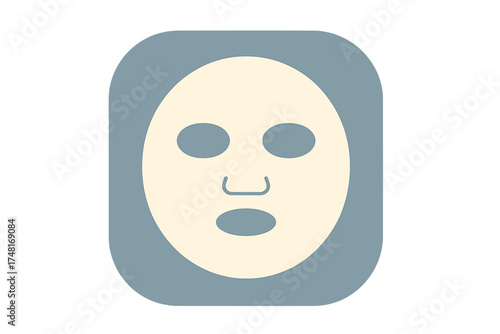 Minimalist facial sheet mask icon for beauty, cosmetic, and spa applications