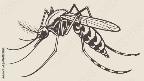 Stylized Mosquito Illustration Vector Art Insect Design Nature Graphic Entomology Wildlife Artwork.