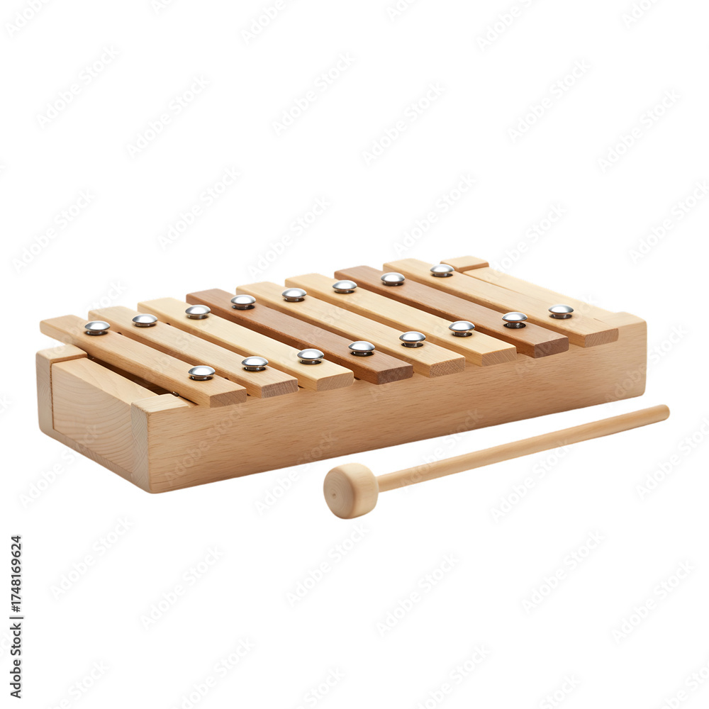Naklejka premium Wooden Xylophone Isolated Music Instrument For Children
