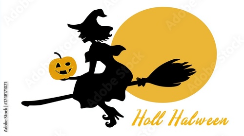 Halloween Witch on Broom