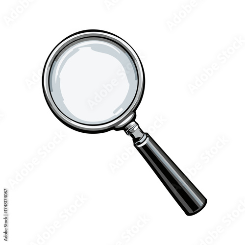 Illustration of a magnifying glass in a realistic cartoon style