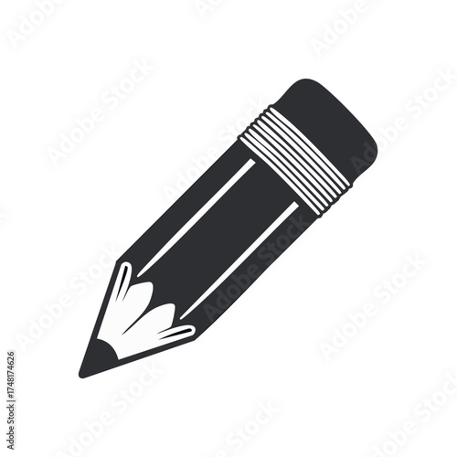 Sharpened graphite pencil with eraser simple icon illustration