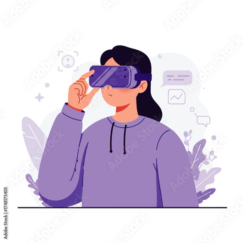 A person wearing a virtual reality headset, experiencing digital technology.