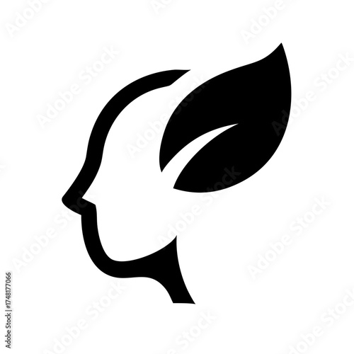 Human head with leaf