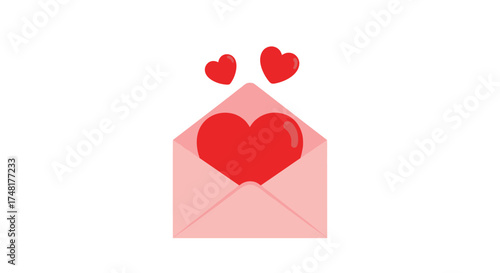 Sending a beautiful love letter with hearts flying out of the envelope.
