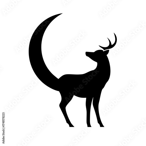 Silhouette of a deer with moon shaped tail