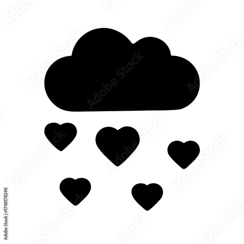 Black cloud with hearts falling down