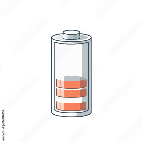 Half charged battery power level indicator icon illustration
