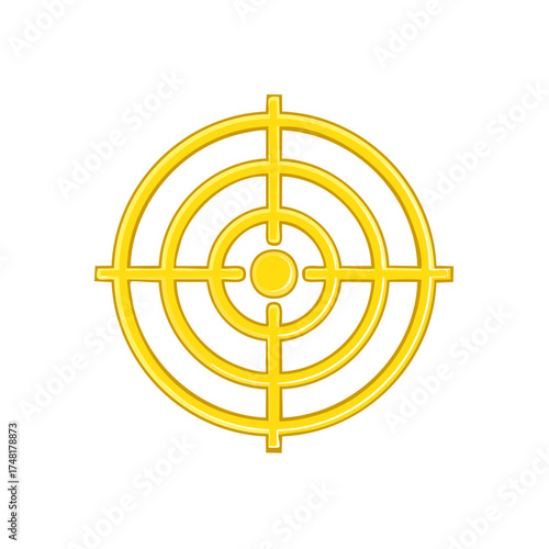 Bright yellow target symbol with crosshairs and bullseye aiming for focus and achievement