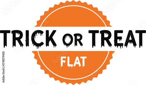 Vector art of trick or treat flat logo with orange color