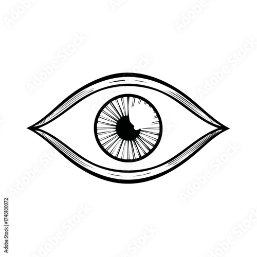 Stylized human eye line art drawing vector illustration vision perception insight