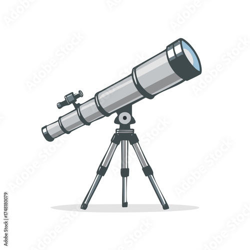 Vector illustration of a telescope on a tripod for astronomy observation and scientific discovery