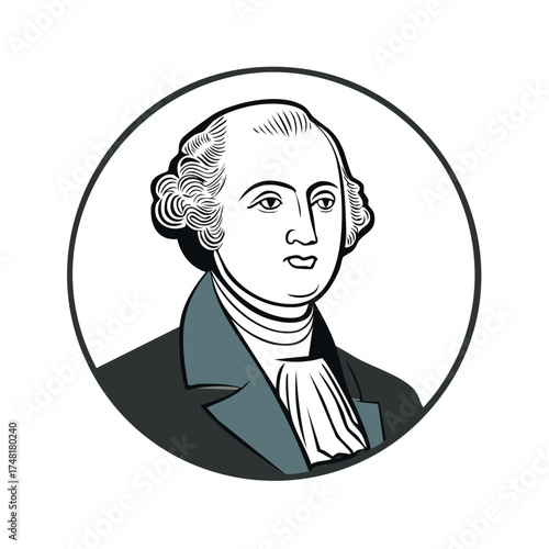 Classic Man Portrait in Circular Frame Vintage Style