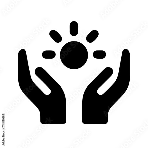 Hands holding the sun, symbolizing hope and a bright future