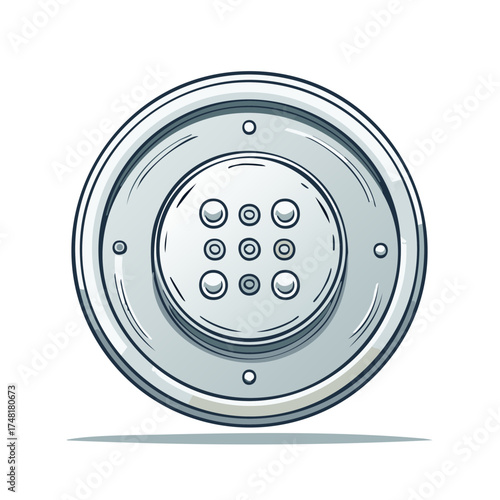 Illustration of a futuristic circular device with multiple button controls design